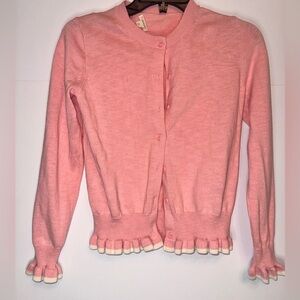 Crewcuts Pink Ruffle Cardigan Size 12 Preppy Coquette Balletcore Sweater